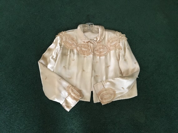 Vintage silk Bedjacket, Pink bed jacket, 1940's Sa
