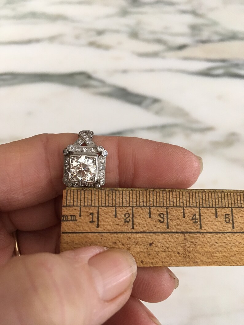 Art Deco Diamond Ring Antique Engagement, Platinum Setting, Transitional Cut, 1.5 Carrot European Color H VS 1 size 7, Platinum Setting