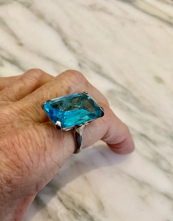 Large Square ring,Statement ring,Chunky,Silver,cr… - image 2