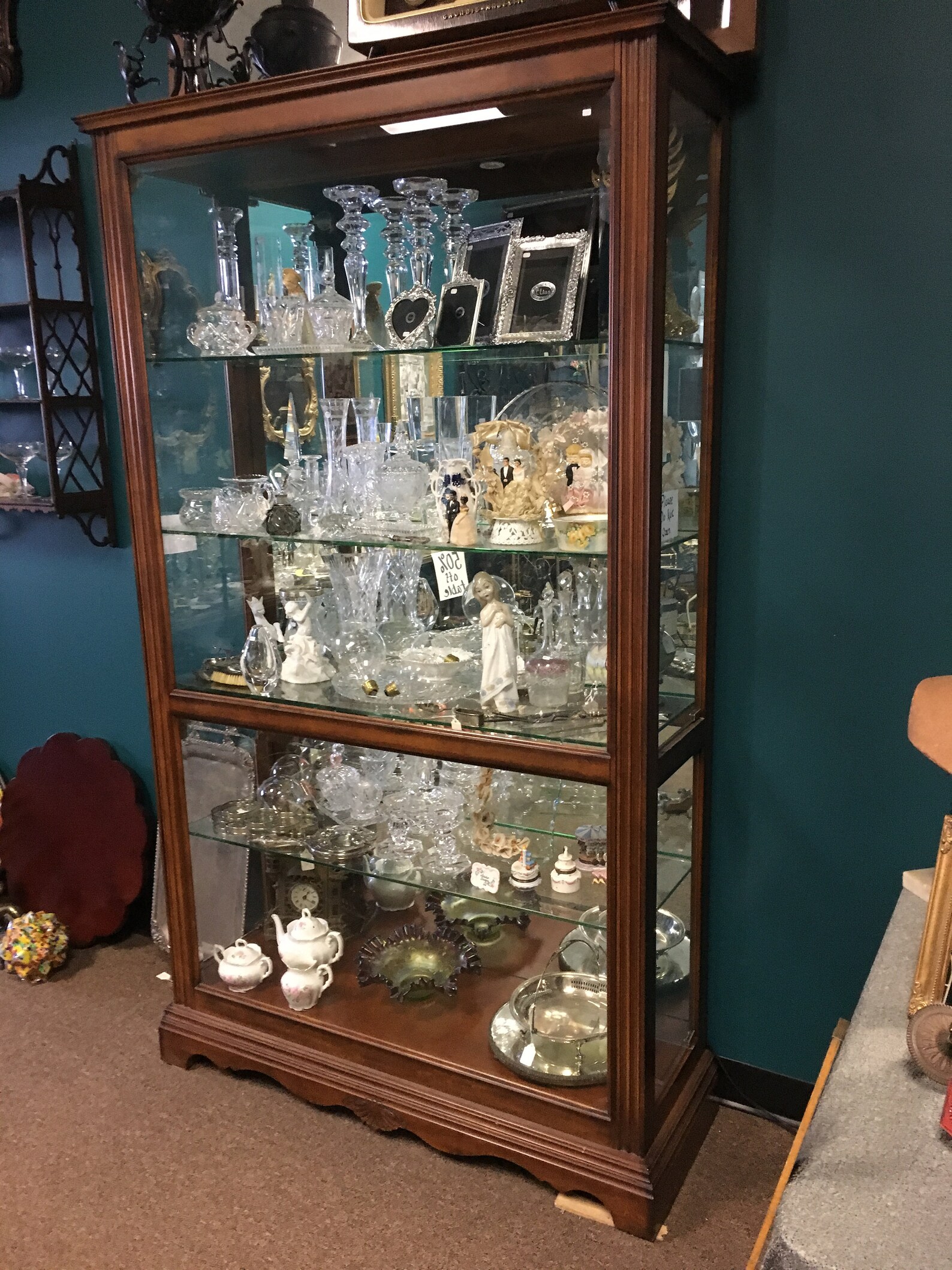 Vintage Wood Display Case Glass Side Opening Beautiful Etsy