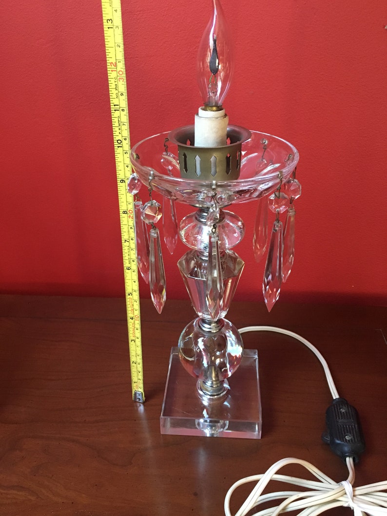 Crystal Hurricane Lamp Wedding Centerpiece Midcentury Etsy