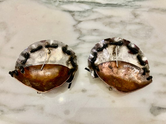 Jõli Earrings, Sterling copper, Large Disc Earrings, Hand crafted earring, Contemporary Earrings, Bo ho Hippie, Designer, Hand made View 2