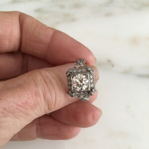 Art Deco Diamond Ring Antique Engagement, Platinum Setting, Transitional Cut, 1.5 Carrot European Color H VS 1 size 7, Platinum Setting