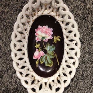 Victorian Bread Dish, B&B porcelain, Victorian plate, Handpainted wall art, Floral wall plate, Antique Home Decor. Germany 1800&#39;s