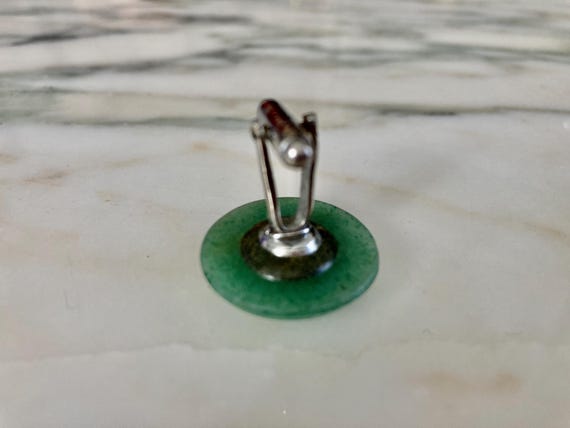 Jade Cufflinks, Silvertone, Button cufflink, Larg… - image 7