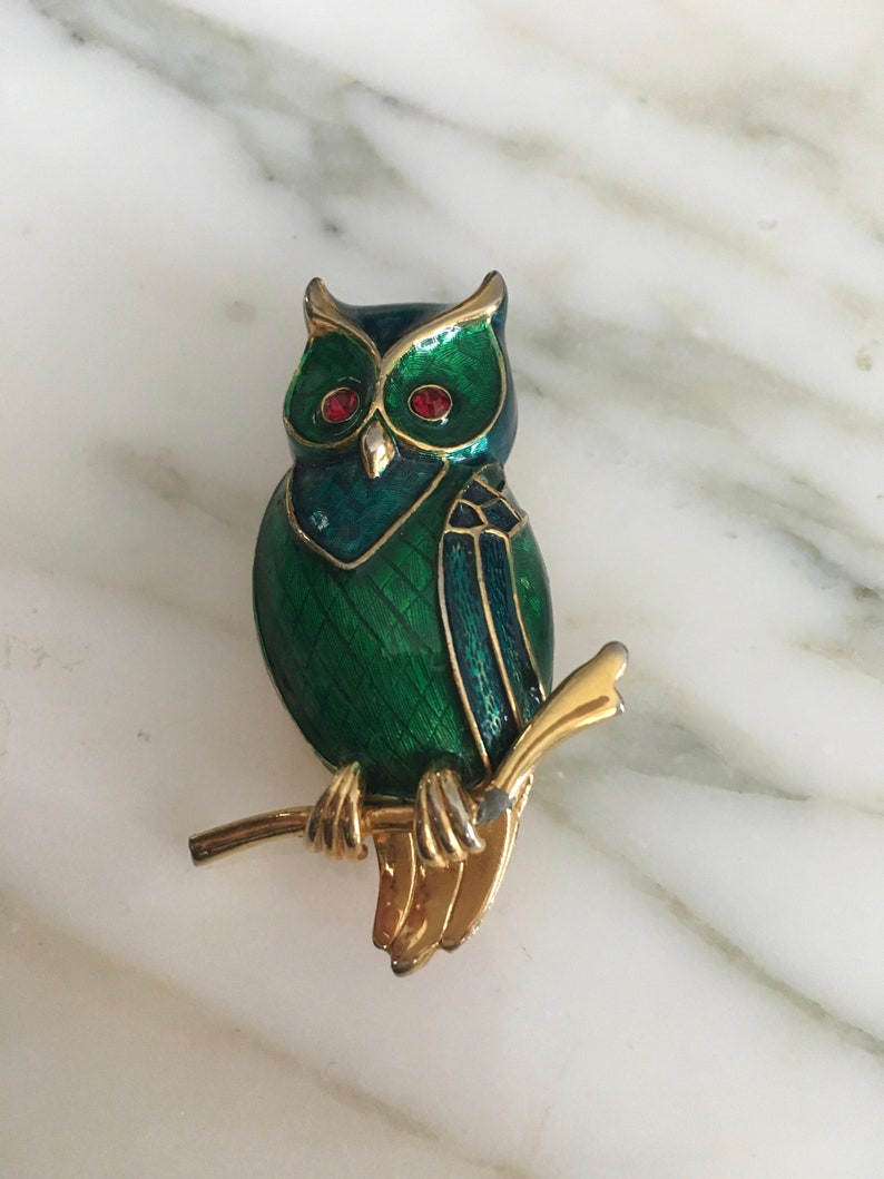 Colorful bird Pin Owl lover jewelry Bird lover Jewelry Owl brooch Boucher bird Pin Signed Boucher Boucher Owl brooch