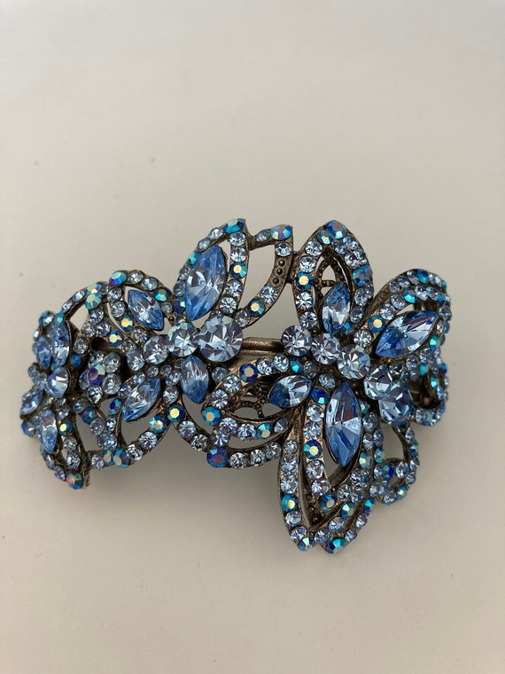Vintage Blue Rhinestone Barrette: Sparkly Hair Clip - Etsy display picture 3