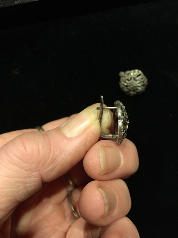 Leaver back marcasite, Deco Marcasite Pierced Ear… - image 9
