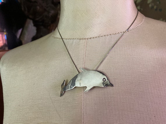 Sterling Dolphin, Dolphin necklace, sterling  cha… - image 7