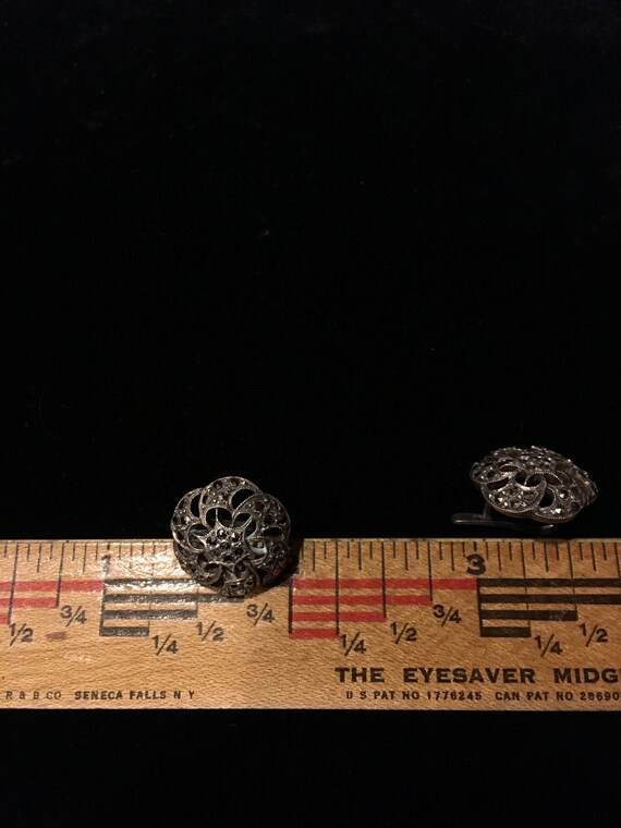 Leaver back marcasite, Deco Marcasite Pierced Ear… - image 4