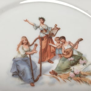 Victorian ladies, Playing instruments, Beautiful women, Women Harp, Mandolin, Carlsbad signed, Ladies playing instruments