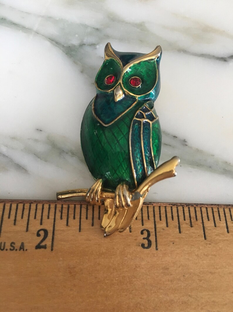 Colorful bird Pin Owl lover jewelry Bird lover Jewelry Owl brooch Boucher bird Pin Signed Boucher Boucher Owl brooch