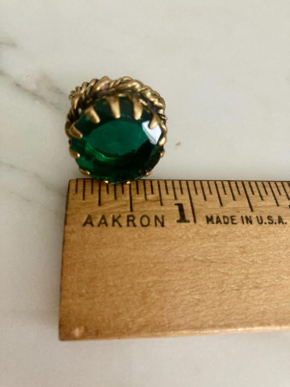 Emerald ring, Antique adjustable, Brass twisted w… - image 10