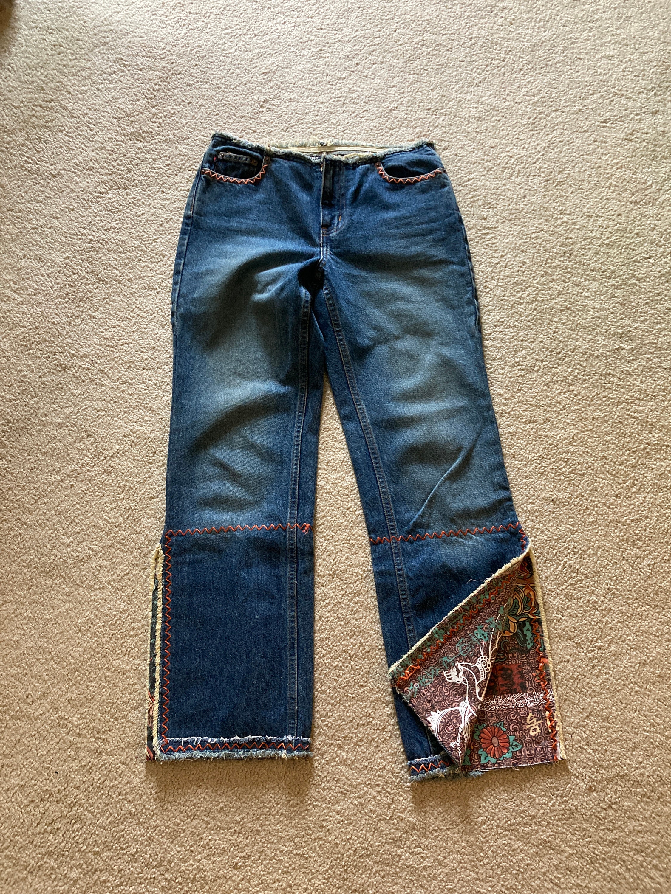 Vintage DKNY Jean, Low Rise, Brass Zip Front, Side Slits