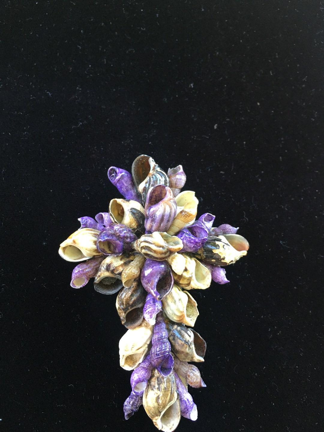 Shell Brooce Sea Shell Cross Brooch, Handmade Jewelry, Purple Shells, Cross Pin ...