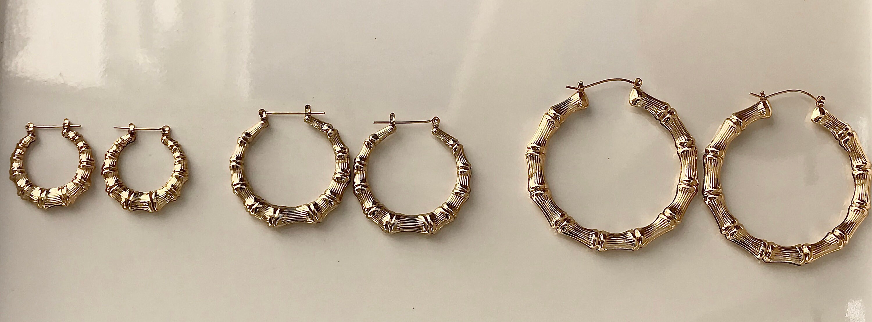 Gold 14k bamboo hoops earrings – AJ Apparels