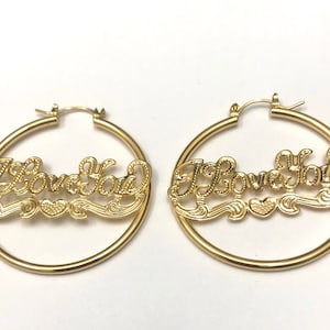 14K Yellow Gold 7 MM Graduated Bamboo Hoop Earrings Diamond Cut 1.3 Inches/  35 MM 4.8 Grams Snap Closure 