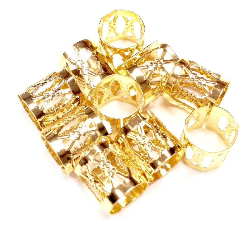 Gold Silver Hair Charm Cuffs Filigree Tube Dreadlock Braids Etsy