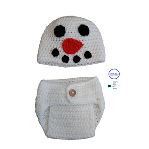 CROCHET PATTERN/Newborn Snowman Beanie and Diaper Cover Pattern/PDF Pattern Only