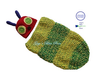 CROCHET PATTERN/Newborn Caterpillar Beanie and Cocoon Pattern/PDF Pattern Only