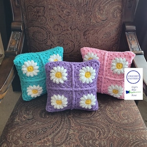 CROCHET PATTERN/Crochet Daisy Pillow Cover Pattern/PDF Pattern