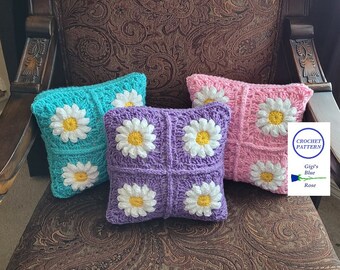 CROCHET PATTERN/Crochet Daisy Pillow Cover Pattern/PDF Pattern