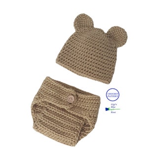 CROCHET PATTERN/Newborn Bear Beanie and Diaper Cover Pattern/PDF Pattern Only