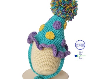 PADRÃO DE CROCHÊ/Padrão de chapéu de aniversário de crochê/Padrão PDF