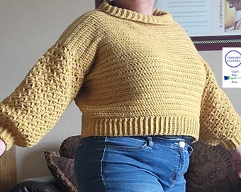 CROCHET PATTERN/The Monique Cropped Sweater Pattern/PDF Pattern