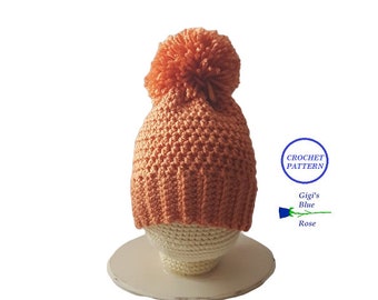 CROCHET PATTERN/Winter Warm Pompom Beanie Pattern/PDF Pattern