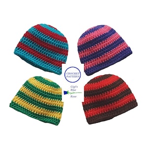 CROCHET PATTERN/Small Striped Bubble Gum Beanie Pattern/PDF Pattern