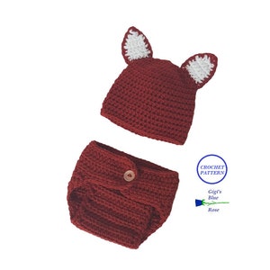 CROCHET PATTERN/Newborn Fox Beanie and Diaper Cover Pattern/PDF Pattern Only