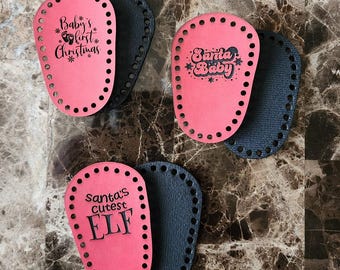 Faux Leather Baby Bootie Soles/Baby's first Christmas Soles/Ready to Ship