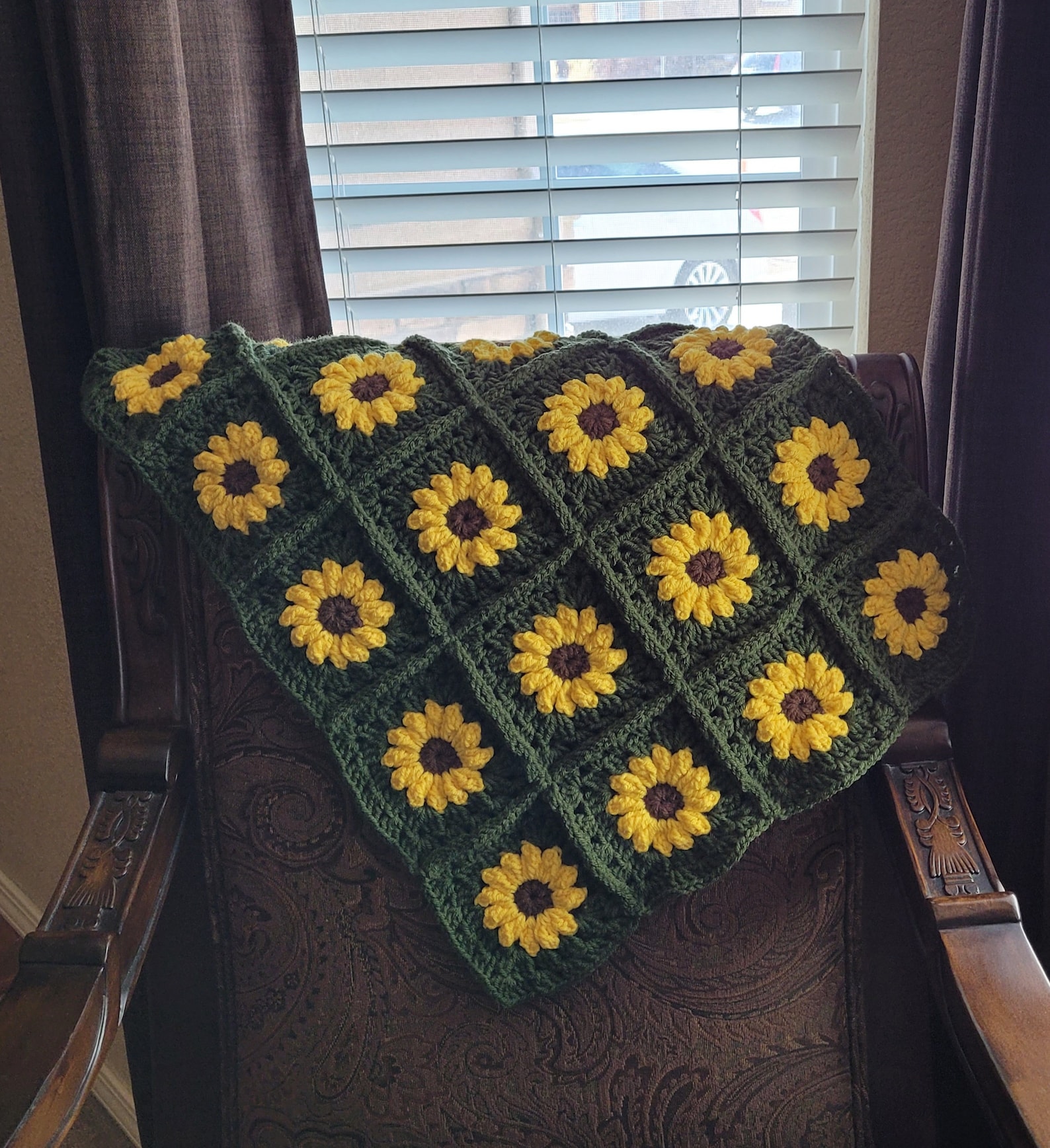 Sunflower Granny Square Baby Blanket/crochet Baby Blanket/baby Etsy
