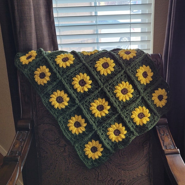 Crochet Sunflower Blanket Etsy