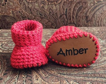 Faux Leather Baby Bootie Soles/Custom Engraved Soles/Made to Order