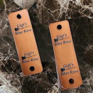 Faux Leather Tags 0.85x2.75/Custom Labels for Rivets/Made to Order