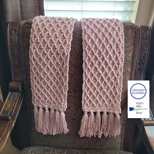 CROCHET PATTERN/Marisa&#39;s Diamond Scarf with Tassels Pattern/PDF Pattern
