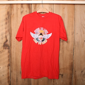 May include: Red t-shirt with a graphic of a skull with wings and the text "Ride to Live, Live to Ride".