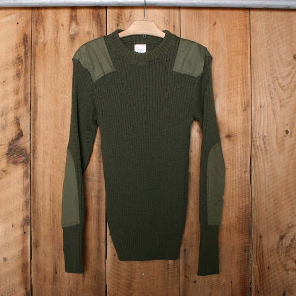 Sz. 42 | Vintage KELLWOOD CO. Olive Green Wool Knitted U.S. Marine Wooly Pully Commando Sweater
