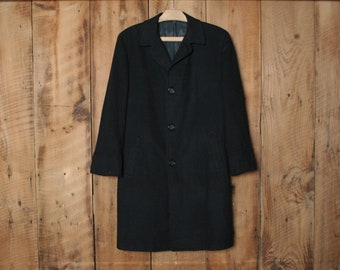 Sz. 40 | Vintage PERRY ERNST Charcoal Wool Overcoat - Made in USA