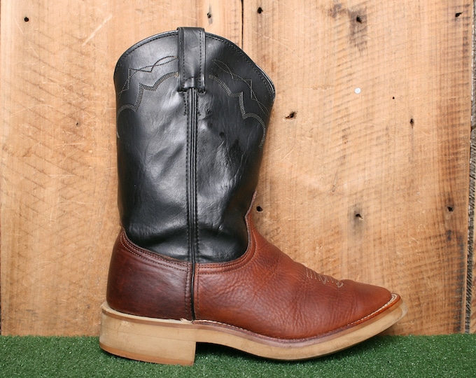 Made in USA Women/'s Sz Vintage LAREDO Brown /& Black Leather Crepe Sole Wester Roper Boots 9.5 EE