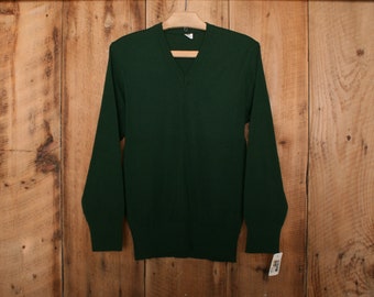 Sz. S/M | Vintage BOND Green Wool V-Neck Sweater