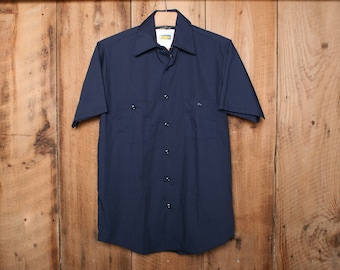 Sz. S | Jahrgang OSHKOSH B&#39;GOSH blau Kurzarm Knopf Front Work Shirt - Union Made in USA