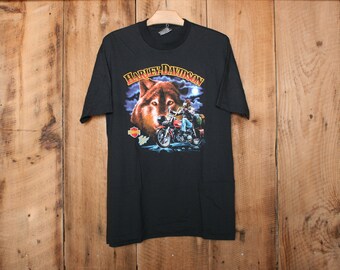 【IONSEOUL】Harley Davidson ST. Louis Fleece T-Shirt 4JH578 Vintage 1989 Harley Davidson The Lone Wolf T-shirt - TokoPyramid