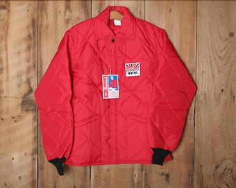 Sz. M | Vintage TAMARACK Red Quilt Insulated Farmer&#39;s Work Jacket w/Wayne Seed Patch