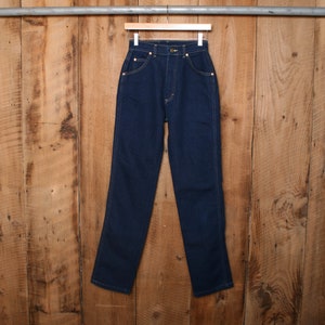 Damen Sz. 6/8 Lang | Vintage LEE blau Denim gerade Bein hoch taillierte Jeans