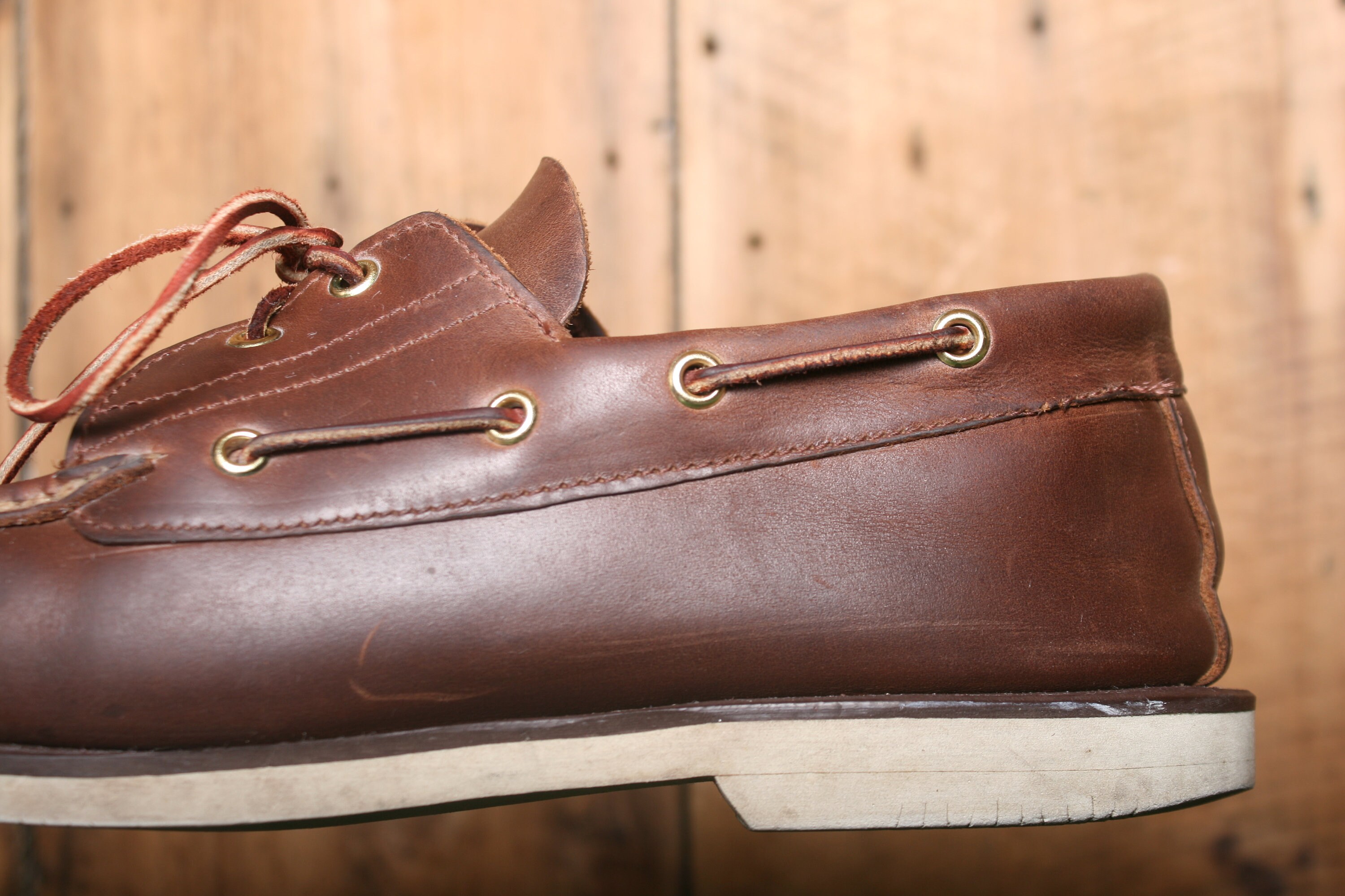 Men's Sz. 9.5 3E | Vintage RUSSELL MOCCASIN Brown Leather 2 Men's Sz. 9.5 3E | Vintage RUSSELL MOCCASIN Brown Leather 2