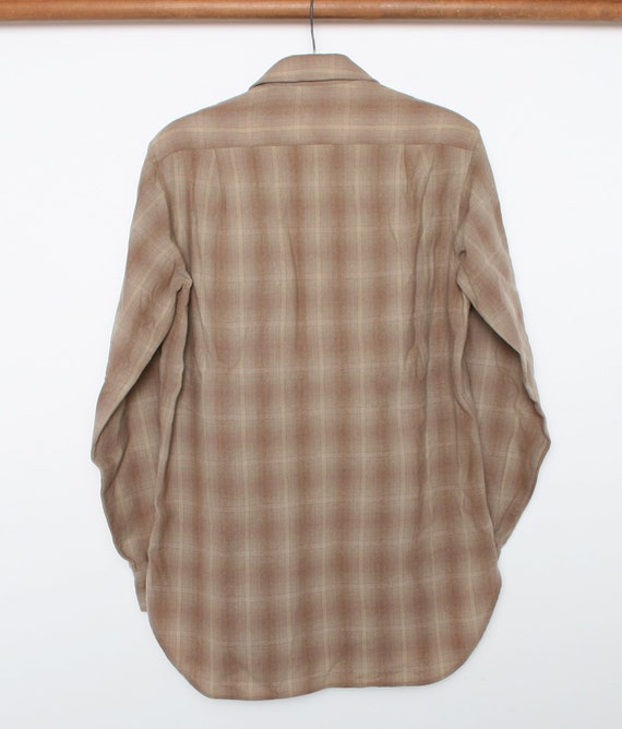 Men's S Long | Vintage 60's PENDLETON Light Brown Plaid 100 Men's S Long | Vintage 60's PENDLETON Light Brown Plaid 100