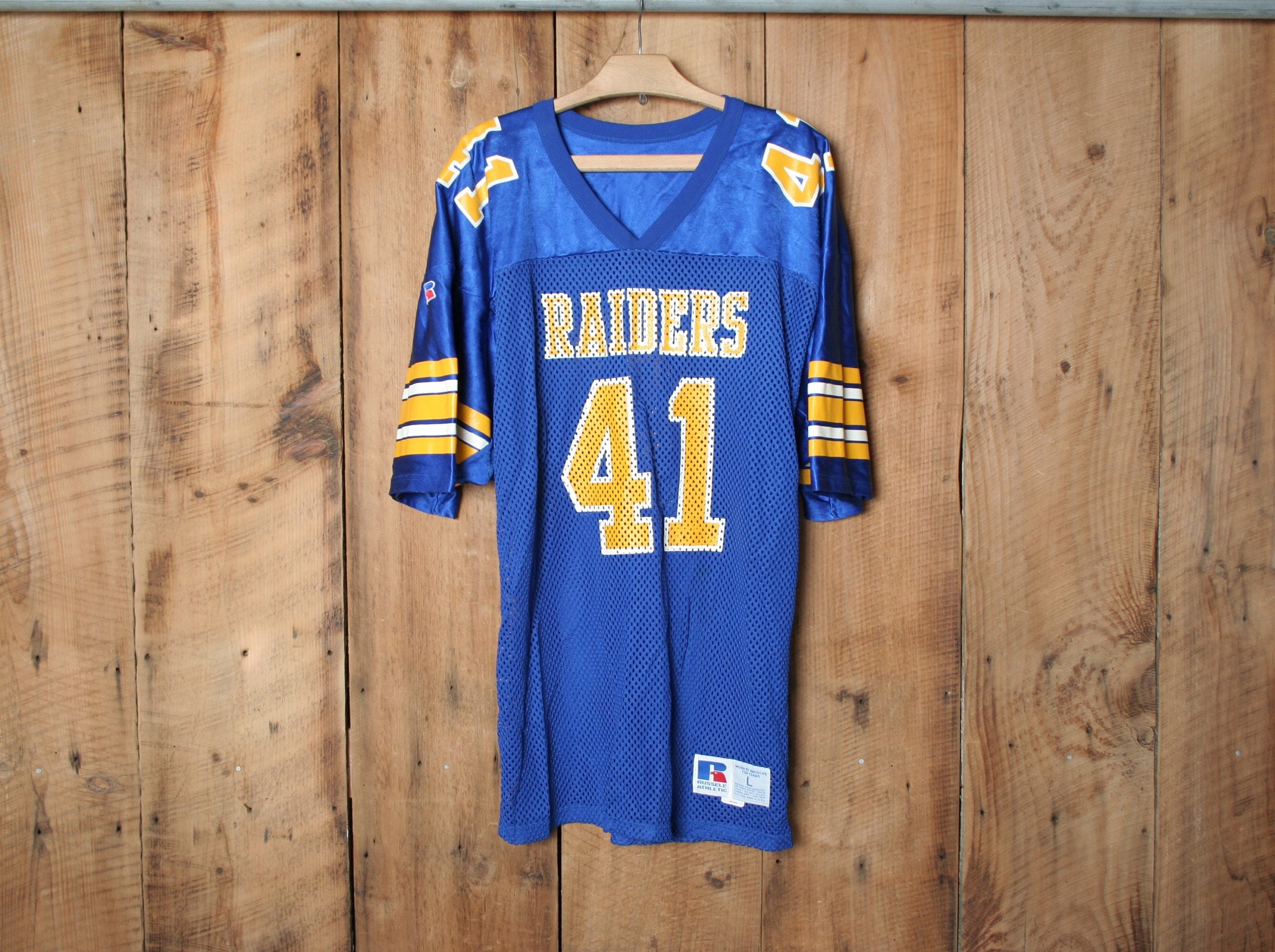 Sz. L (fits M Long) | Vintage RUSSESLL ATHLETIC Blue Mesh W